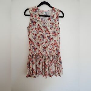 Vintage Aviva USA Floral Dress with Exaggerated Collar and Drop Waist